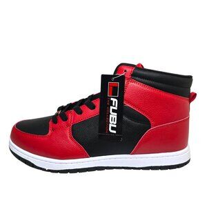 FUBU Athletic Basketball Shoes High Top Sneakers Mens Black Red Lace-up